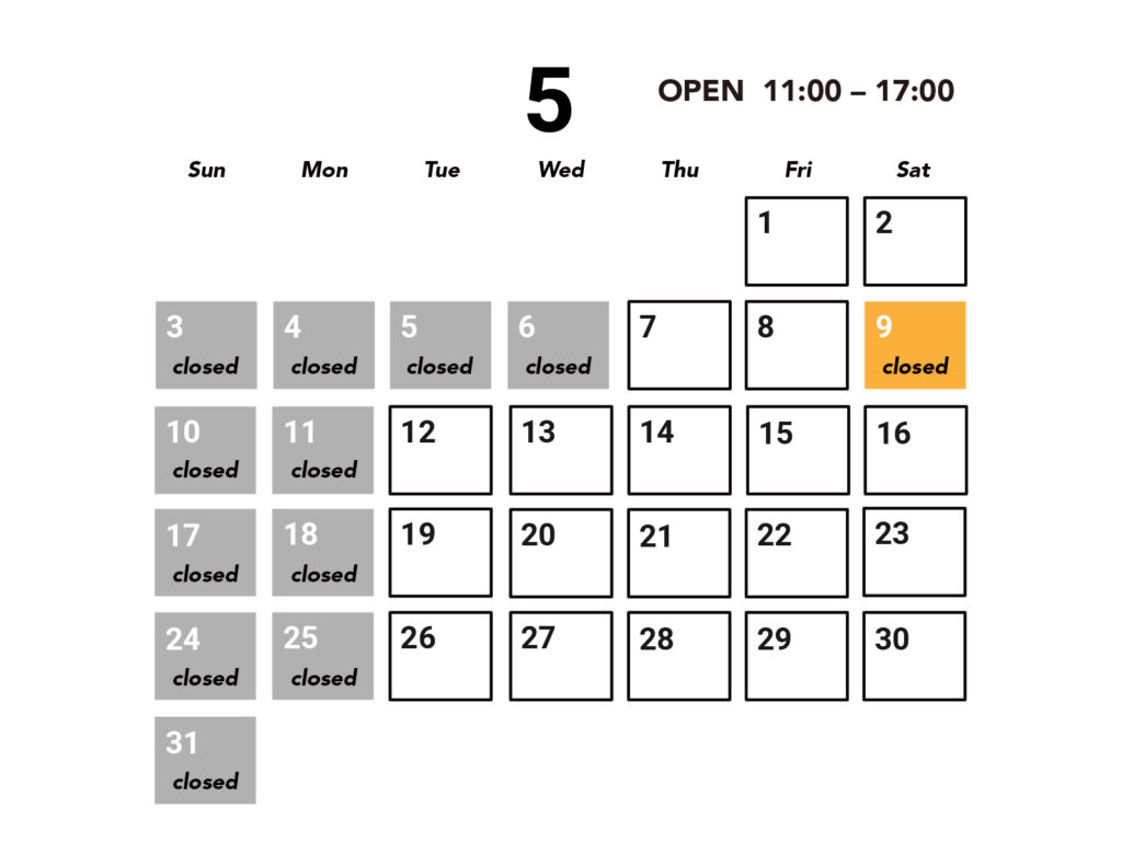 5月営業カレンダー